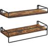 VASAGLE Set di 2 Mensole da Muro, Mensole Cucina con Barre, Mensola Legno, per Camera da Letto Soggiorno Salotto, Marrone Vintage e Nero LWS441B01