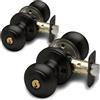 Copper Creek Colonial Entry Door Knob - Keyed Entry Handle with Lock and Key, ANSI Grade-3 Certified, DIY-Friendly Install for Interior and Exterior Entrance Doors - Matte Black (2 Pack)