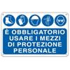 CARTELLI SEGNALATORI Cartello segnalatore - 30x20 cm - E' OBBLIGATORIO USARE I MEZZI DI PROTEZIONE INDIVIDUALE - alluminio - Cartelli Segnalatori (unità vendita 1 pz.)