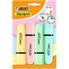 BIC Evidenziatore Flat - punta a scalpello - tratto da 1,2mm-4,6mm - colori assortiti pastel - Bic - astuccio 4 pezzi (unità vendita 1 pz.)