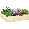 Outsunny Letto per Orto Rialzato in Legno Quadrato, 117x117x30cm, Fioriera da Giardino per Piante e Ortaggi, Facile Montaggio|Aosom