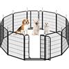 Yaheetech Recinto per Cani da Interno e Esterno 12 pz 65 x 80 cm Nero | Recinzione in Ferro con Rete, Cuccioli Gatti Conigli Animali Domestici, Giardino Casa, Salvaspazio