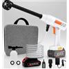 Housiwill Idropulitrice Portatile a Batteria con 1 x Batterie, Ugello 6-in-1 e Collegamento al Rubinetto, Tubo da 5M, Serbatoio in Schiuma, Max. Pressione 30 BAR per la Pulizia di Auto, Giardino