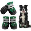 NeuWook Stivali per Cani, 4 Pcs Scarpe per Cani Impermeabili con Cinturini Riflettenti, Suola Antiscivolo Protezioni per Zampe Stivali per Cani di Taglia Piccola e Media (XXL, Verde)