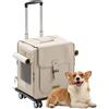 Galatée Zaino Per Animali Domestici Con Ruote, Passeggino Per Animali Domestici, Borsa Da Viaggio Per Cani Con Ruote Girevoli Rimovibili, Zaino Per Cani Con Finestre Di Ventilazione In Rete(Bianco)