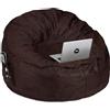 Relaxdays Poltrona Cuscino XXL in Pelle Finta Scamosciata, Pouf a Sacco Imbottito per Adulti, 2 Tasche, Marrone Scuro