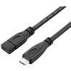 PremiumCord Cavo di Prolunga USB-C, Cavo Dati SuperSpeed USB 3.2 Generazione 2 Fino a 10 Gbit/s, Cavo di Ricarica da 60 W, Tipo C Femmina-Maschio, Nero, Lunghezza 1m