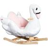 HOMCOM Cavallo a Dondolo Cigno Metallo e Legno con Musica e Peluche 60x40x57cm