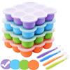BOCHION Contenitori per Freezer Senza BPA, 9 Scomparti × 75ml Contenitori Cibo neonati Silicone on Coperchio Rimovibile e Cucchiaio, Contenitori Pappa Neonati Grandi Lavastoviglie, Freezer e Microonde (Viola)