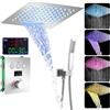 WRKMH Colonna Doccia Cromo, LED a 64 Colori Doccia da Incasso Display Digitale Termostatica Set Doccia con Soffione e Doccetta