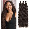 DXdixiu Extension per capelli lunghe e ricci intrecciate Ocean Wave, capelli sintetici morbidi, extension per trecce ondulate profonde per Boho Braids per donne (4#, 61 cm-3T)