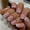 Ztcily Unghie finte corte francesi rosa nude, finte unghie francesi quadrate naturali, finte unghie corte rosa pressate su chiodi, donna ragazza