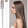 YTBYT 6 Pcs Extension Capelli Colorati con Clip 20,5 pollici Resistente al Calore Glitter Sintetici Estensioni Capelli Fairy Hair Accessori per Hair Styling Regalo di Festa (Argento)