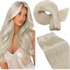 LaaVoo Extension Capelli Veri Tessitura Biondo Candido 60cm 100g, Matassa Resistente Remy, Lunga Durata, per Uso in Casa #613