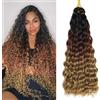 DXdixiu - Capelli intrecciati lunghi e ricci, capelli uncinetto onda oceanica, extension capelli sintetici morbidi, capelli twist ondulati profondi per trecce Boho per donne (1B/30/27#, 45,7 cm-6T)