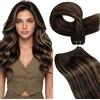 LaaVoo Extension Tessitura Capelli Veri Balayage Marrone Castano Scuro a Marrone Chiaro, Remy Umani Lisci, Morbidi e Setosi, Perfetto per Sposa e Matrimonio, 35 cm 80 g #2-8-2