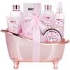 BRUBAKER Cosmetics - Grazie Mamma - Set da Bagno e Doccia - Profumo Vaniglia Rosa - Confezione Regalo 8 Pezzi in Vasca Decorativa