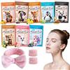 Crunier 8 Pezzi Maschere Viso in Tessuto con Stampe di Animali, Maschera Viso Idratante Kit con fascia e cinghia da polso, Skincare Face Mask Bellezza per Ragazze e Donne - Adatte a Tutti i Tipi di Pelle