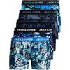 JACK & JONES 12204864 - Confezione di 5 mutande boxer da uomo, colore bianco, nero, blu e grigio, XL