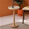 HuiDao Tavolino rotondo in rattan per piccoli spazi, tavolino rotondo bohémien, tavolino da caffè con gambe in legno massello, per soggiorno, camera da letto, angoli