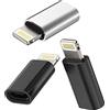 Kefiany Adattatore da Micro USB femmina a Lightning maschio (confezione da 3) per Android a Iphone, set di connettori per caricabatterie e cavi di ricarica, accessori per caricabatterie, cavo di alimentazione