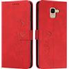 EATCYE Cover per Samsung Galaxy J6 2018, Flip Libro Libretto Custodia in Pelle PU per Samsung Galaxy J6 2018 [Protezione Completa] [Slot per Scheda] [Funzione di Supporto] (#Rosso)