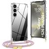 OLEPHY Trasparente Cover con Cordino per Samsung Galaxy S26+ 5G, Morbida Custodia con Regolabile Collana, [Antiurto] [Rimovibile] Case con Laccio Tracolla, OroRosa