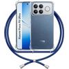 ANFAIRLACE Cover Cordino Compatibile con Xiaomi Poco F8 Ultra, Custodia Laccio Trasparente Silicone Morbido Regolabile Antiurto Rinforza Angoli Cuscino d'Aria Chiaro Case, Blu
