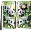 PHINIENLAND Cover per Honor Magic8 Lite PU Pelle Custodia Flip Panda