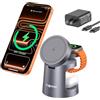 Augnner Caricabatterie senza fili con MagSafe,3 in 1 Caricatore Wireless Stazione,Rapida Wireless Phone Charger Stand per iPhone 17/16/15/14/13/12,AirP0ds 2/3/4/Pro, Apple Watch (Adattatore da 20W incluso)