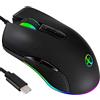 IULONEE Mouse di Tipo C, Mouse USB C con RGB Cablato Mouse Ergonomico Compatibile con Matebook, Chromebook, HP OMEN, PC Windows e Altri Dispositivi USB Tipo C Nero