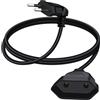 YINGAYOU Prolunga Elettrica Europea 2.5A 250V 625W 90 Gradi Cavo Prolunga Elettrica 2x0.75 mm² per Elettrodomestici, Lampada, TV (Nero, 1 m)