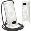 Coiwxmoi Magnetica Cover per Google Pixel 8a con Cordino, Compatibile con Magsafe, Trasparente Ultra Sottile Silicone TPU Antiurto Custodia Protettiva Case con Corda Tracolla Laccio, Trasparente