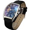 SEWOR uomo Tourbillon Moon Phase meccanico automatico orologio da polso con fascia in vetro rivestimento blu (Argento & Nero)