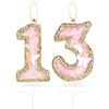 mciskin Candela per 13° Compleanno con Farfalla e Numero 13 in Oro Rosa, Decorazione per Torta a Tema