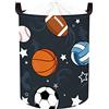 Clastyle Cesto Portabiancheria Palla Sportiva Cestino Portaoggetti Stella Cesta Biancheria Genitori per Organizzare Giocattoli Vestiti, Nero, 40x50 cm