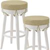 AddGrace Set di 2 cuscini rotondi per sgabello da bar con lacci, antiscivolo, 31 x 31 cm, lavabili e rimovibili, copertura lavabile beige