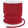 LEREATI Corda intrecciata rossa, 3 mm x 25 m, 3 strati in morbido poliestere satinato, corda decorativa intrecciata macramè per fai da te, fermatende, cordoncino, sacchetti regalo, decorazioni per la