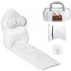 Claessonliving Cuscino Vasca da Bagno per Tutto il Corpo (126x41cm) - Cuscino Bagno con ventose e Poggiatesta (13cm); Supporta Collo, Schiena e Gambe - Incl. borse Lavaggio/Viaggio e Gancio Asciugatura - Bianco