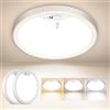 NIBSHOOM Plafoniera LED Soffitto 3000K/4000K/6500K,18W/1800LM Plafoniere da Soffitto con Sensore di Movimento,Ultrasottile IP44 Luce Lampada LED per Corridoio Balcone Garage Bagno Ø22cm-2PCS