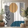Uiiooazy Tenda Doccia Antimuffa, Tenda da Doccia 180x200cm Boho Chic Blu Astratta Arancia Sole Grigio Foglie Tende da Bagno Tessuto Lavabile Impermeabile Tende per Vasca da Bagno con 12 Anelli