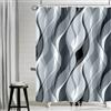 Uiiooazy Tenda Doccia Antimuffa, Tenda Doccia 180x180cm Grigio Righe Sfumata Blu Nebbia Banda Gradiente Tende da Bagno Tessuto Lavabile Impermeabile Poliestere Tende per Vasca da Bagno con 12 Anelli