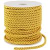 LEREATI Cordoncino intrecciato giallo dorato, 5 mmx25 m, corda in poliestere a 3 veli, morbido filo di raso, decorativo intrecciato macramè, per fai da te, per regali, decorazioni per la casa