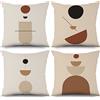 ASDCXZ Set di 4 federe in stile boho, 40 x 40 cm, moderne, astratto, geometria, a semicerchio, beige, per divano, cuscino decorativo, lavabile, in poliestere, lino, per esterni