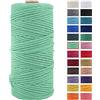 JeogYong macramè Filo 3mm x 100m Macrame Corda Cotone Naturale Cordoncino Thai 4 Fili di Spago Colorato, Cordino per Borse Uncinetto Decorazioni Arazzi Appendini per Piante Festa Natale (Alghe Verdi)