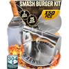 SMASHI BURGER SMASHI® Kit Smash Burger Professionale in Acciaio Inox 304 - Certificato UE per Contatto Alimentare | Pressa per Hamburger + Spatole con Manico in Legno + Accessori | Include 25 Ricette (Basic)