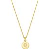 Purelei Collana Q Coin (oro, argento), collana donna lunga con iniziale e pietre preziose, collana con ciondolo lettera Q in acciaio inossidabile, regolabile da 50 a 55 cm