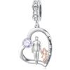 Enjoylifecreative Charm Papà Figlia per Donna in Argento Sterling 925, Cuore Papà Figlia, Charm per Braccialetto, Regalo per Compleanno e San Valentino per Figlia, 13mm x 11mm, Ringdurchmesser 8mm