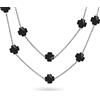 Bling Jewelry Fiore Nero Lungo Placcato Argento Perlato Smalto Stazione Catena Avvolgere Strato Clover Collana Per Le Donne 40 Pollici