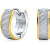 Bling Jewelry Orecchini A Cerchio Larghi Con Incisioni Diagonali Opache Unisex Per Uomini E Donne Bordo In Oro Giallo In Acciaio Inossidabile Bicolore Con Finitura Stardust